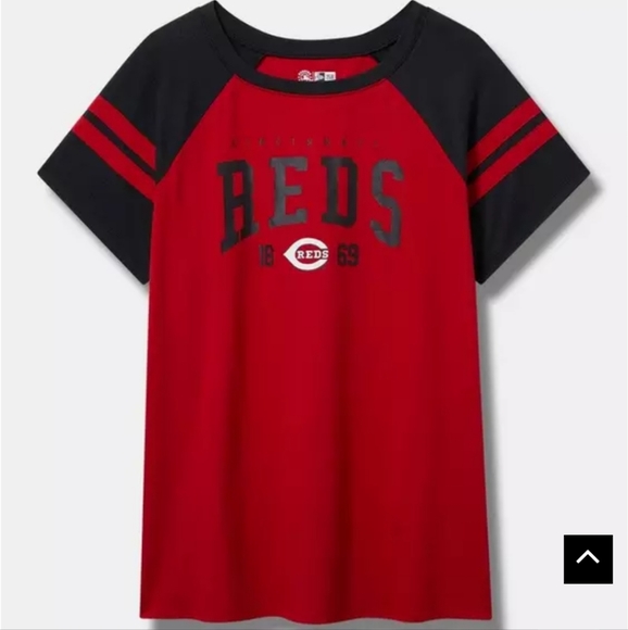 Torrid MLB Cincinnati Reds Cotton Varsity Ringer Tee - Picture 1 of 6